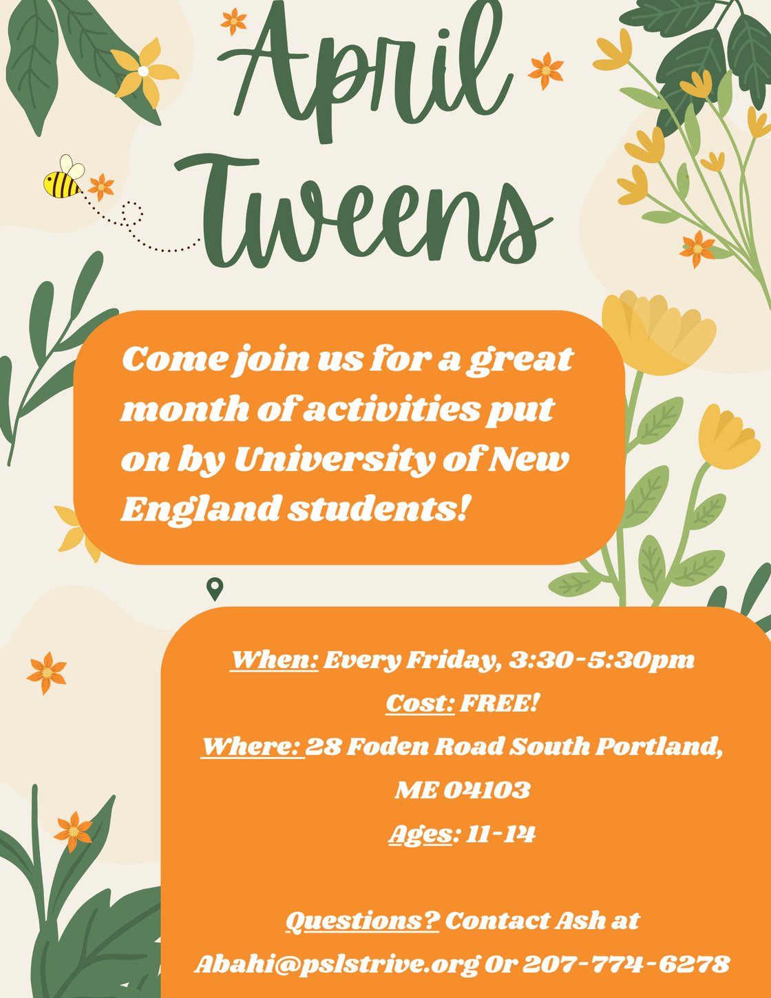 April Tweens Flyer