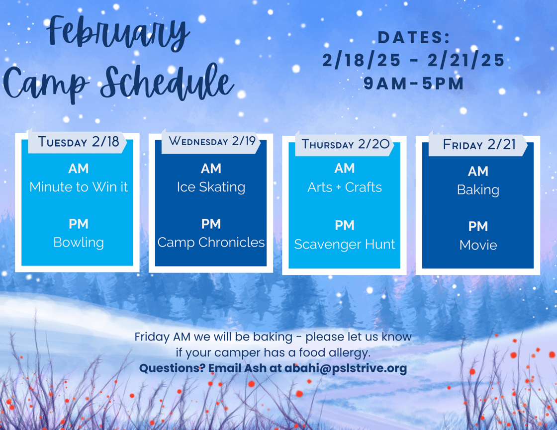 Feb Break Camp Schedule