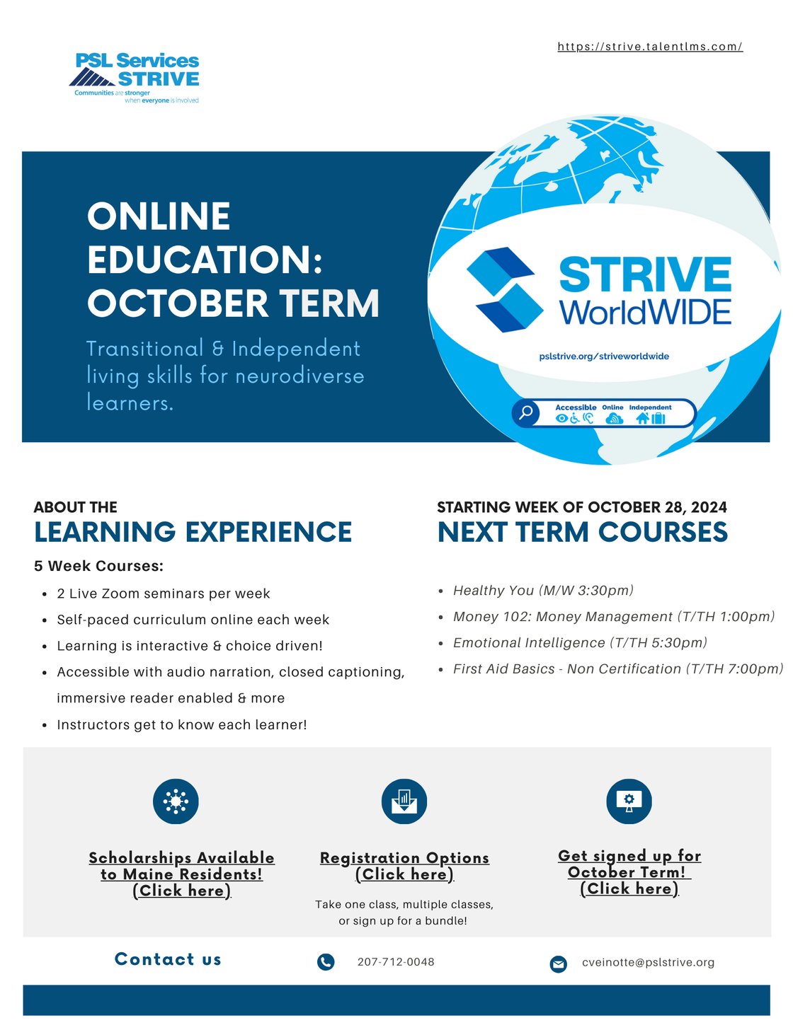 STRIVE WorldWIDE October Term Info