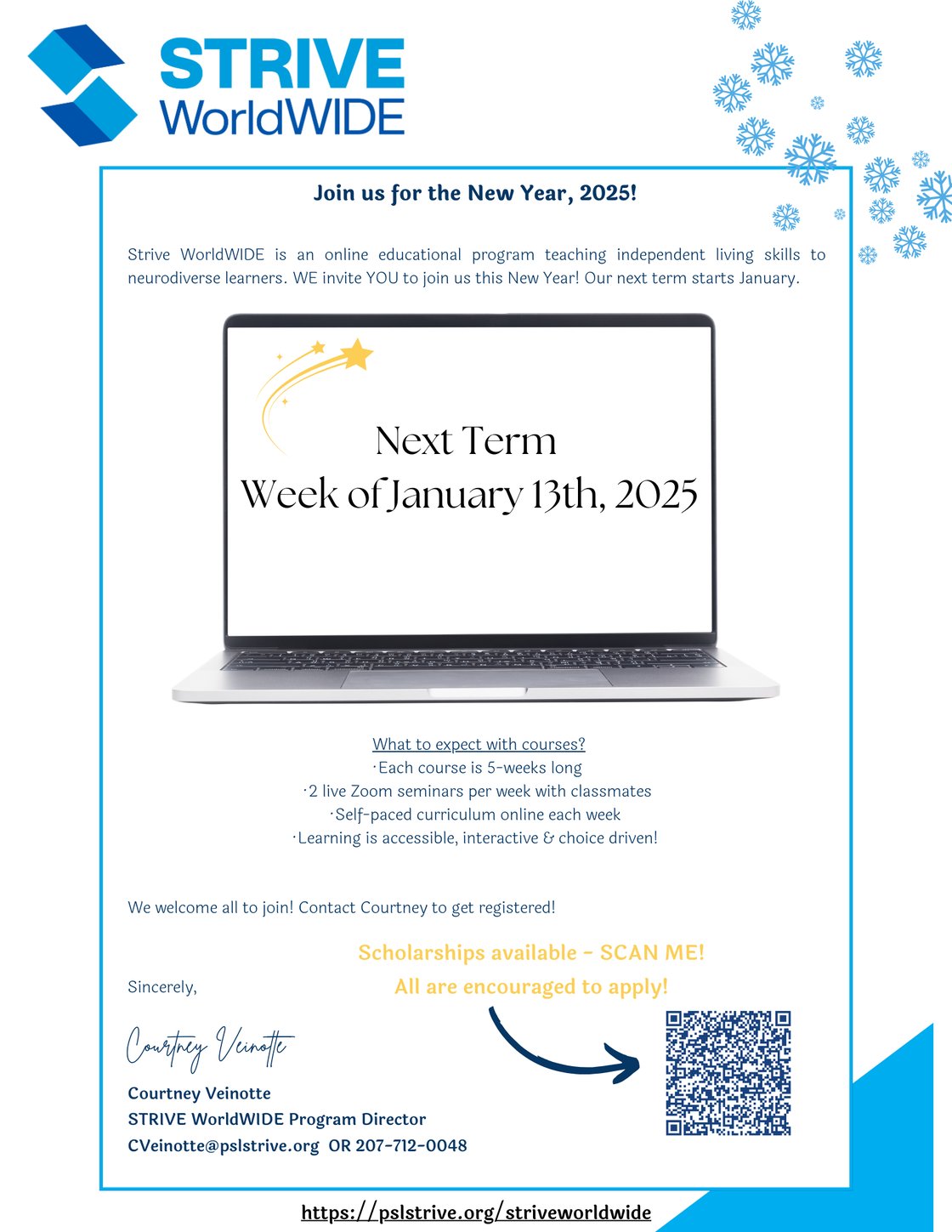 SWW NEW YEAR  - Scholarship Letter