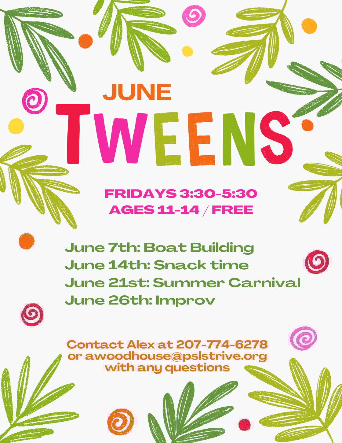 Tweens June 2024 flyer